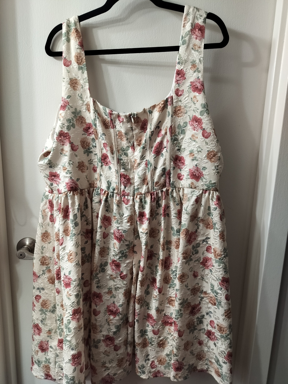 Cider Cream Floral Corset Sundress with Pink & Green Blooms - Picture 2 of 3